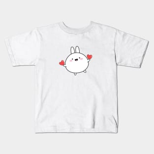 Happy rabbit, Love you sticker, Cute white rabbit sticker, Valentines day, Cute sticker, Kawaii rabbit, Pink sticker Kids T-Shirt